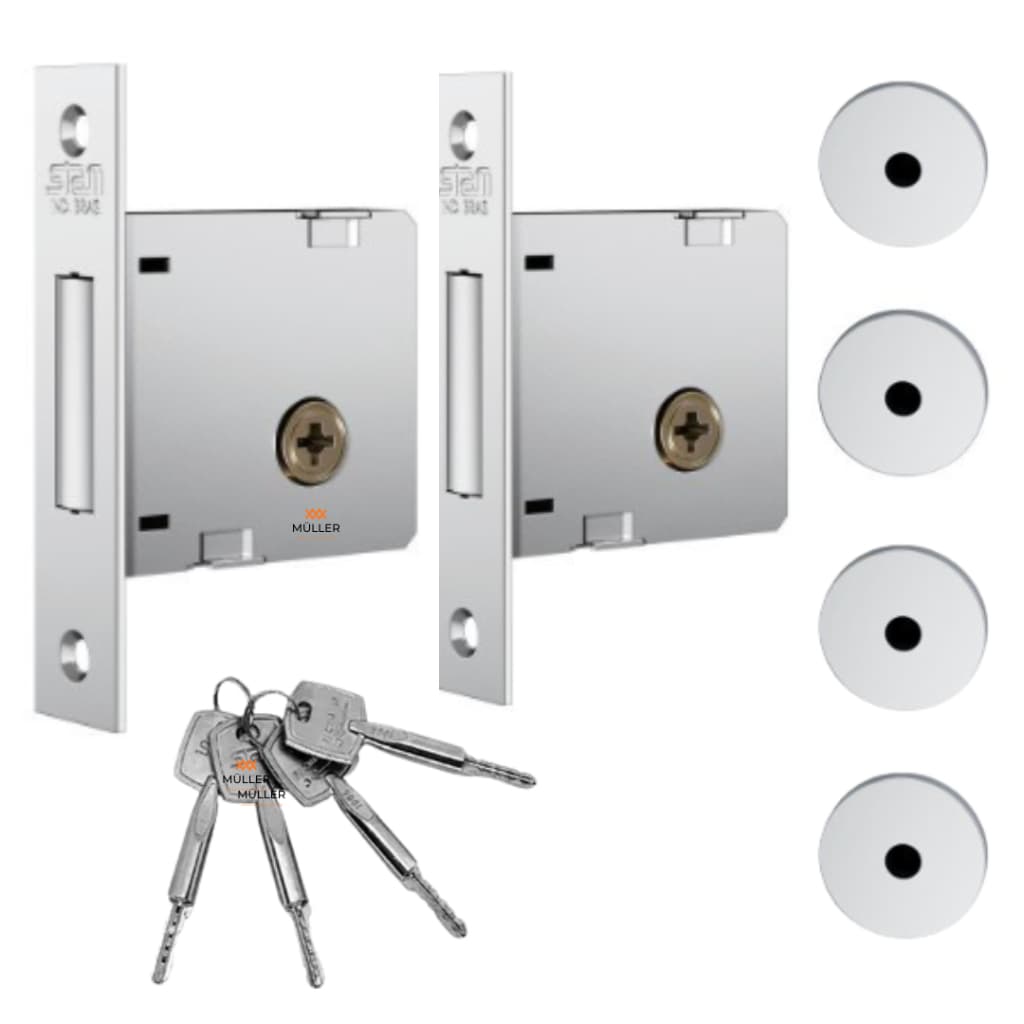 Fechadura Trava Auxiliar 1004 Par 4 Chaves Tetra Stam