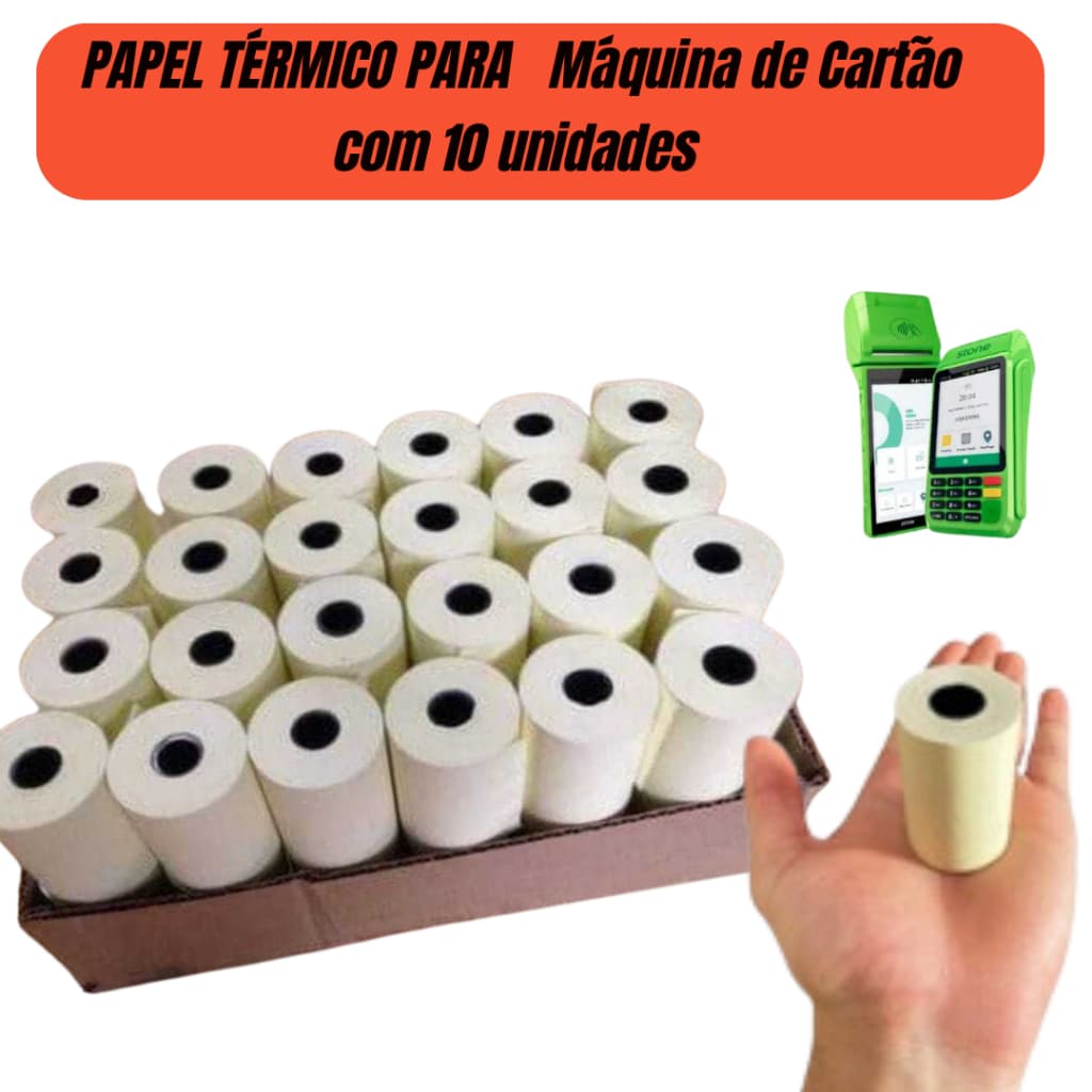 Bobina Térmica 57mmx16m C/10 Un para Maquininha de Cartão