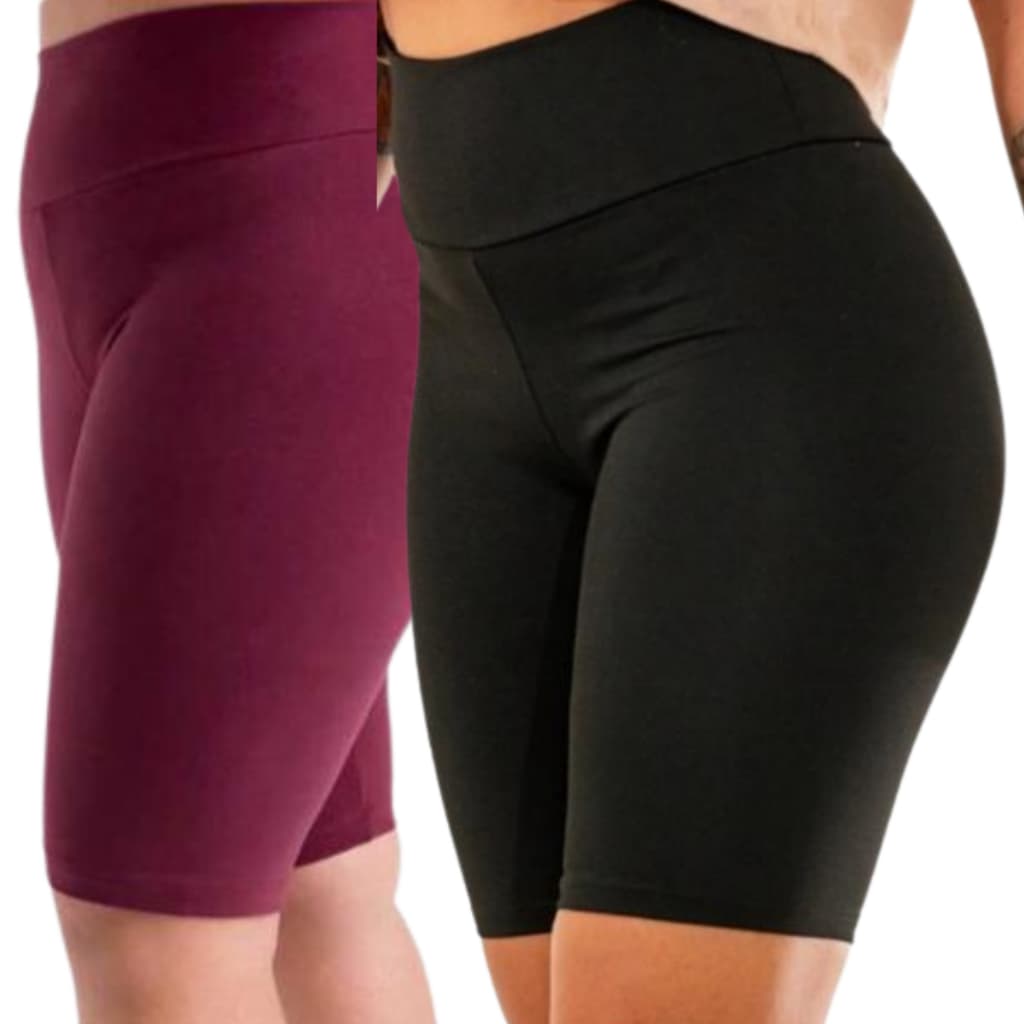 Kit 2 Bermudas Shorts Feminino P a Plus Size Preto e Cinza Levanta Bumbum Feminina Zero Transparência