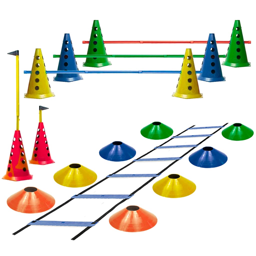 Kit  Treino Agilidade - 8 Cones Furados C/ Barreiras + 8 Pratos + Escada Funcional