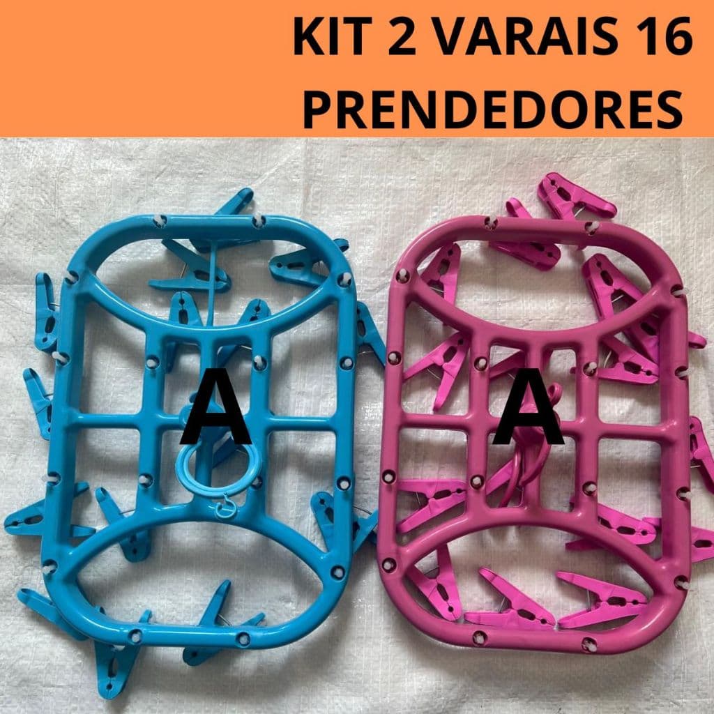 Kit 2 Varais Calcinha Cueca Meias Com 16 prendedores Cores Sortidas