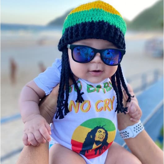 Touca Reggae com Tranças Crochê Infantil Bebê