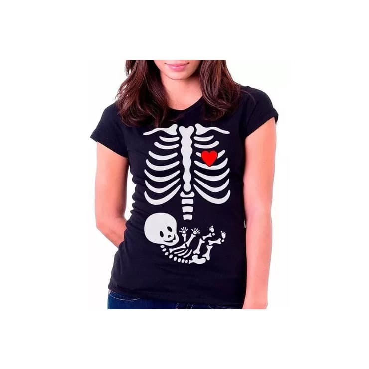 CAMISETA BABY LOOK Grávida Bebê Esqueleto