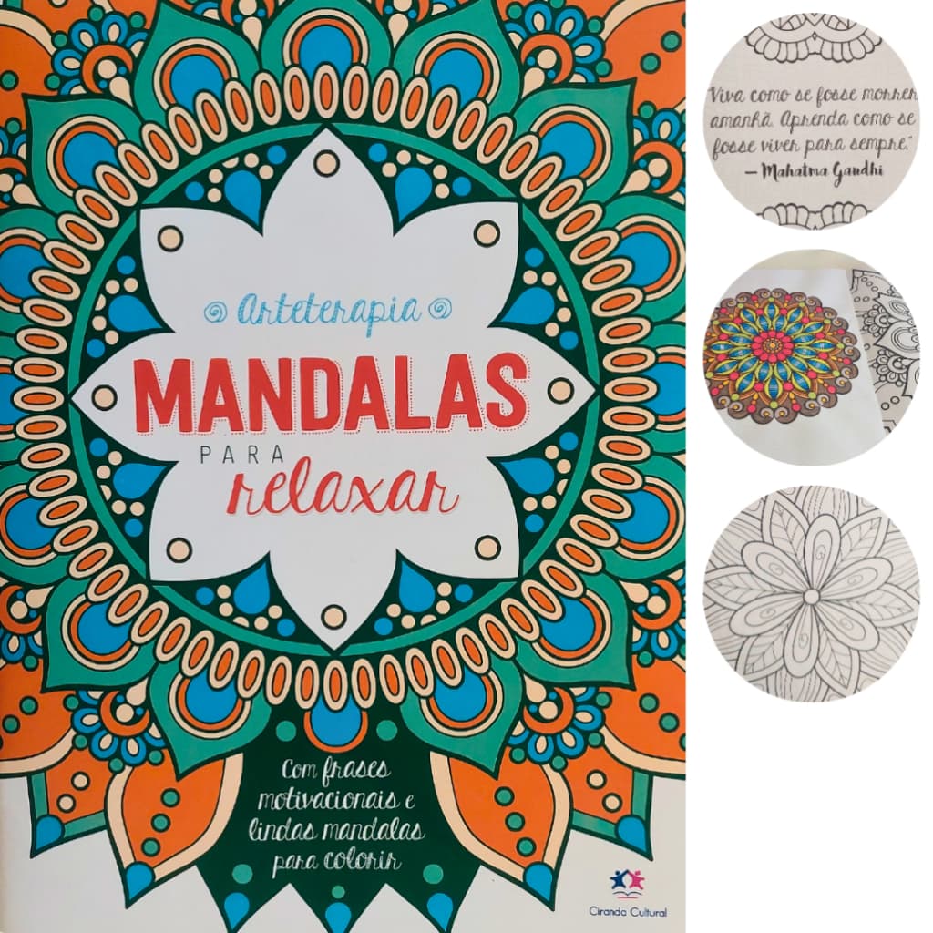Livro Mandalas Relaxar Antiestresse Mindfulness Colorir Adulto Criatividade Bem‑Estar