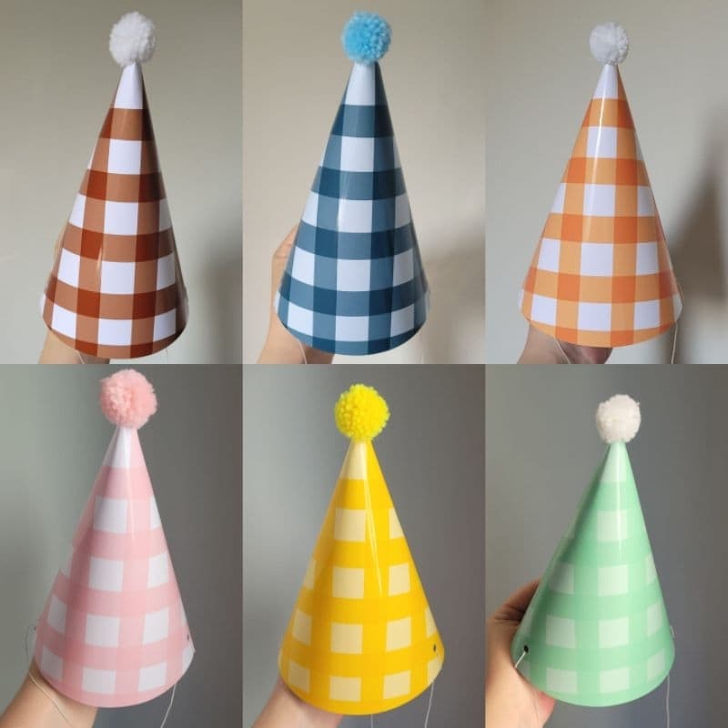 Chapéu grande de festa xadrez/ kit com 6 ou 12 unidades