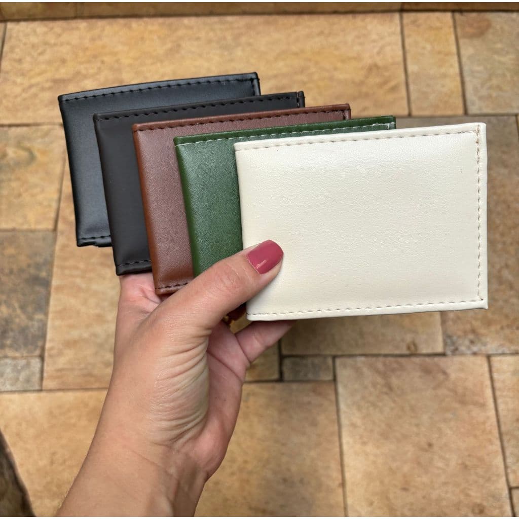 Carteira Masculina Mini Slim Porta Cartão Pequena E Compacta Em Couro Sintetico