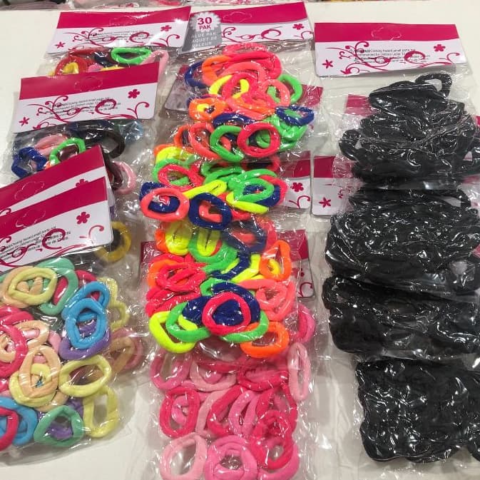 Elástico Kit 360 Unidades Xuxinha Rabicó de Cabelo Pequeno Preto Colorido