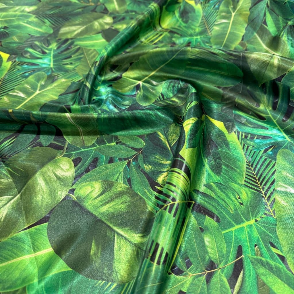 Tecido Cetim Estampado Folhagens Digital 1,40 Para Artesantos e Fantasias