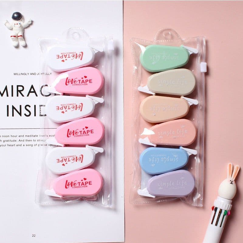 Kit 18 peças conjunto Fita de correcção de whiteout /tipo de imprensa correção fofo portátil para escola escritório