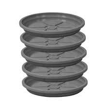 Kit 05 Pratos Plástico Redondo para Vasos Plantas 20 cm - Preto - Jardinagem
