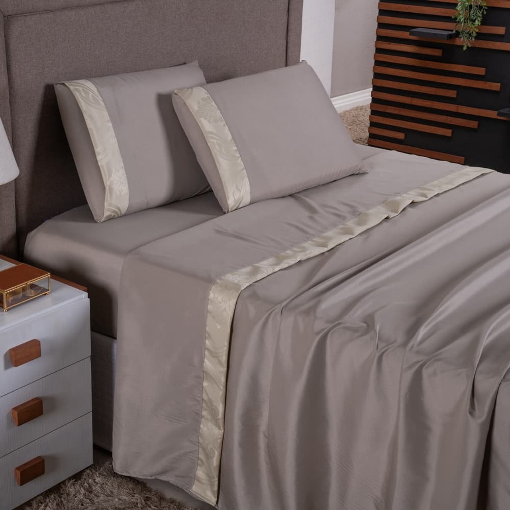 Kit Jogo de Lençol 4 Peças Percal 400 Fios Toque Macio Jogo de Lençol Casal Queen Size/ King Size