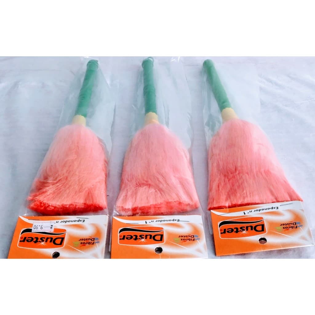 ESPANADOR MATERIAL FIBRA PLÁSTICA ROSA  CABO DE MADEIRA PLASTIFICADO COR   VERDE