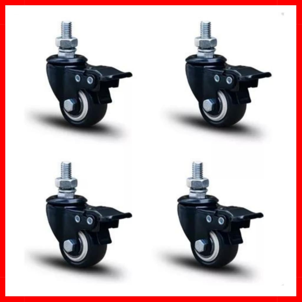 Kit com 4 Rodinhas  Rodizio com freio para Maquina de Costura Industrial