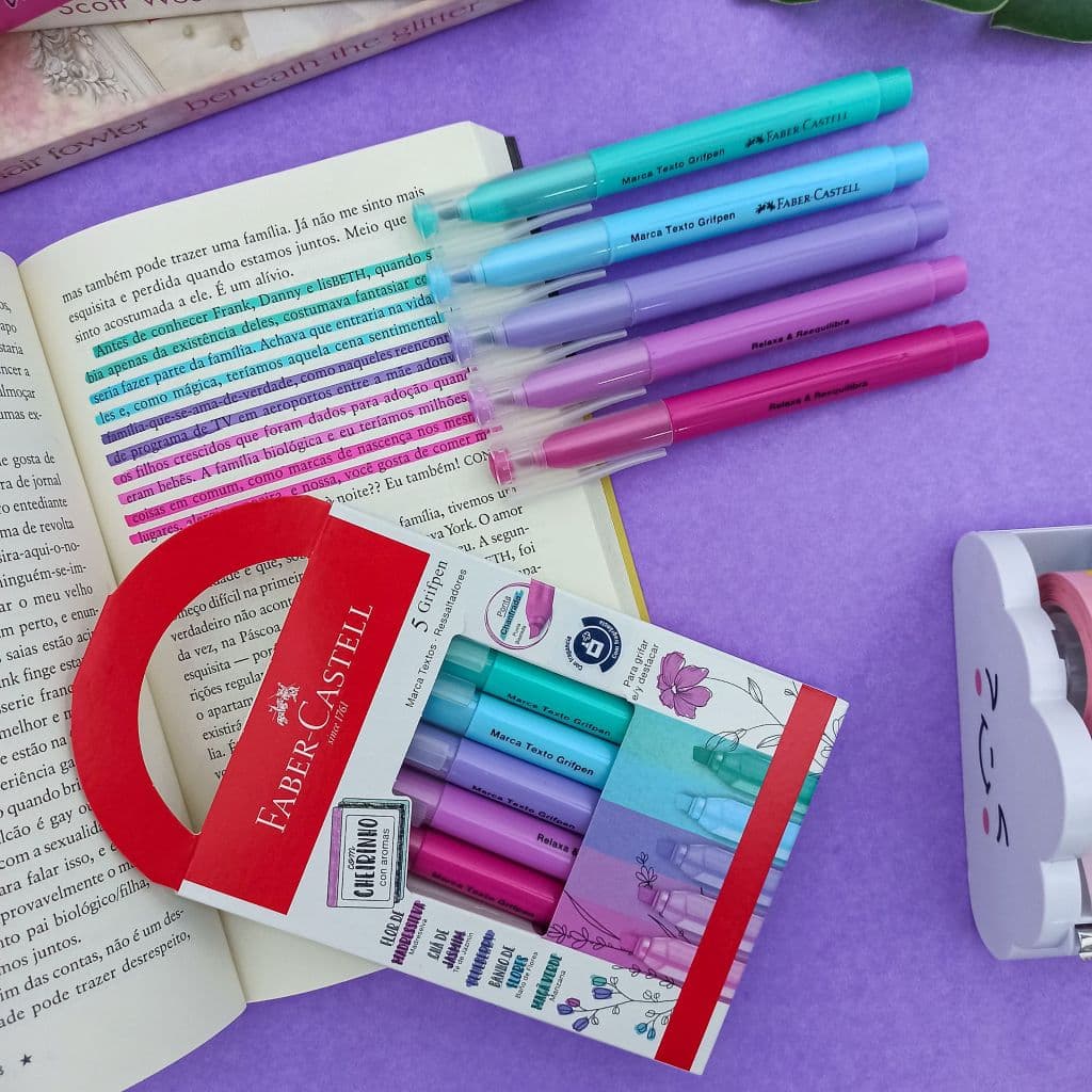 Kit 5 Canetas Marca Texto Relaxa e Reequilibra com Cheirinho - Faber - Castell
