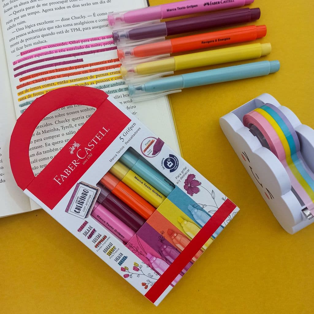 Kit 5 Canetas Marca Texto Revigora e Energiza com Cheirinho - Faber-Castell
