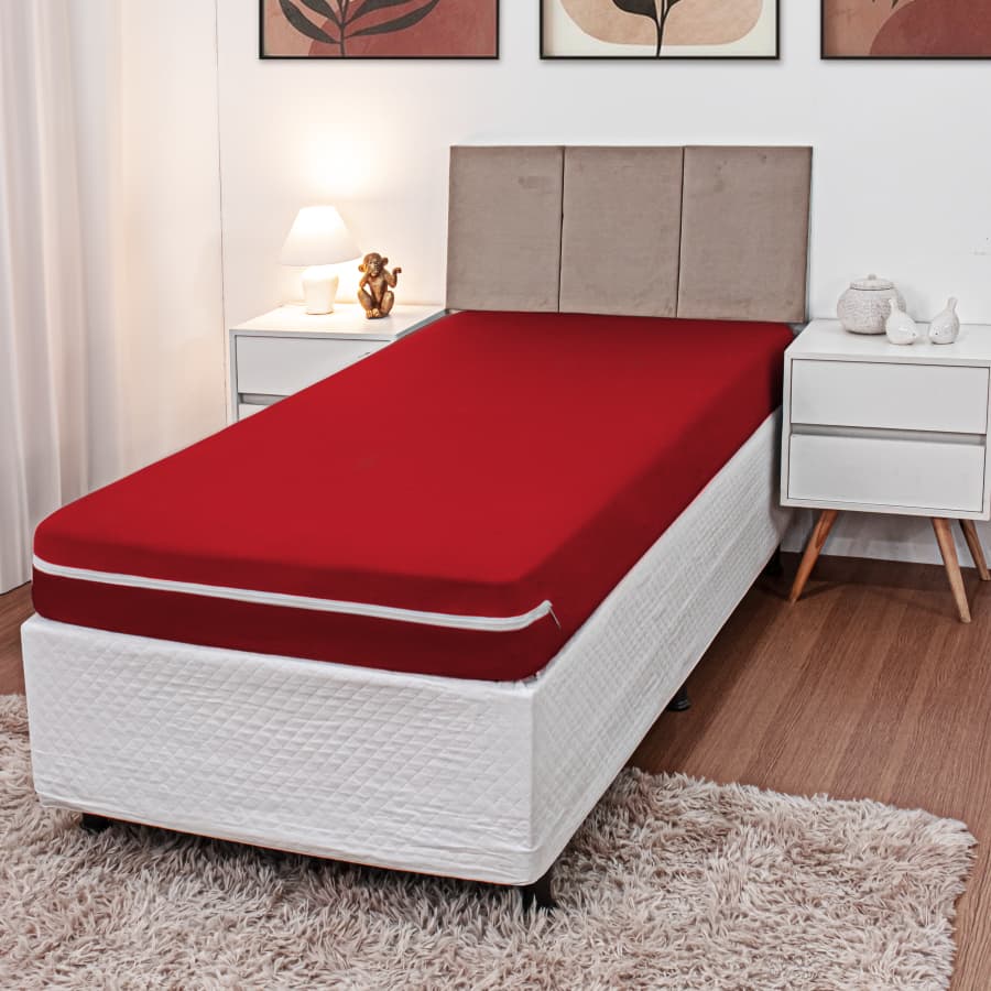 Capa Para Colchão Solteiro em Poliéster Malha Gel/Helanca com Ziper