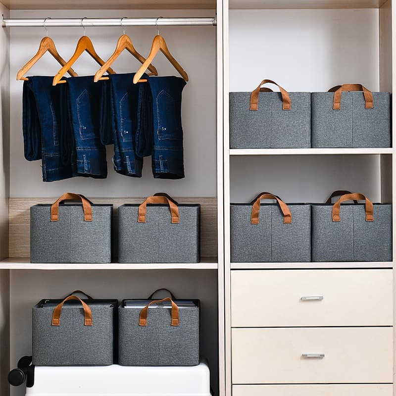 Kit 5 Organizador De Roupas/Calça Jeans Armazenamento de armário e guarda roupa/Cesto de organização