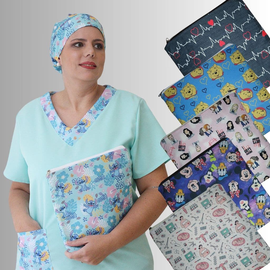 Porta Jaleco Necesseire em tecido enfermagem medicina veterinária odonto