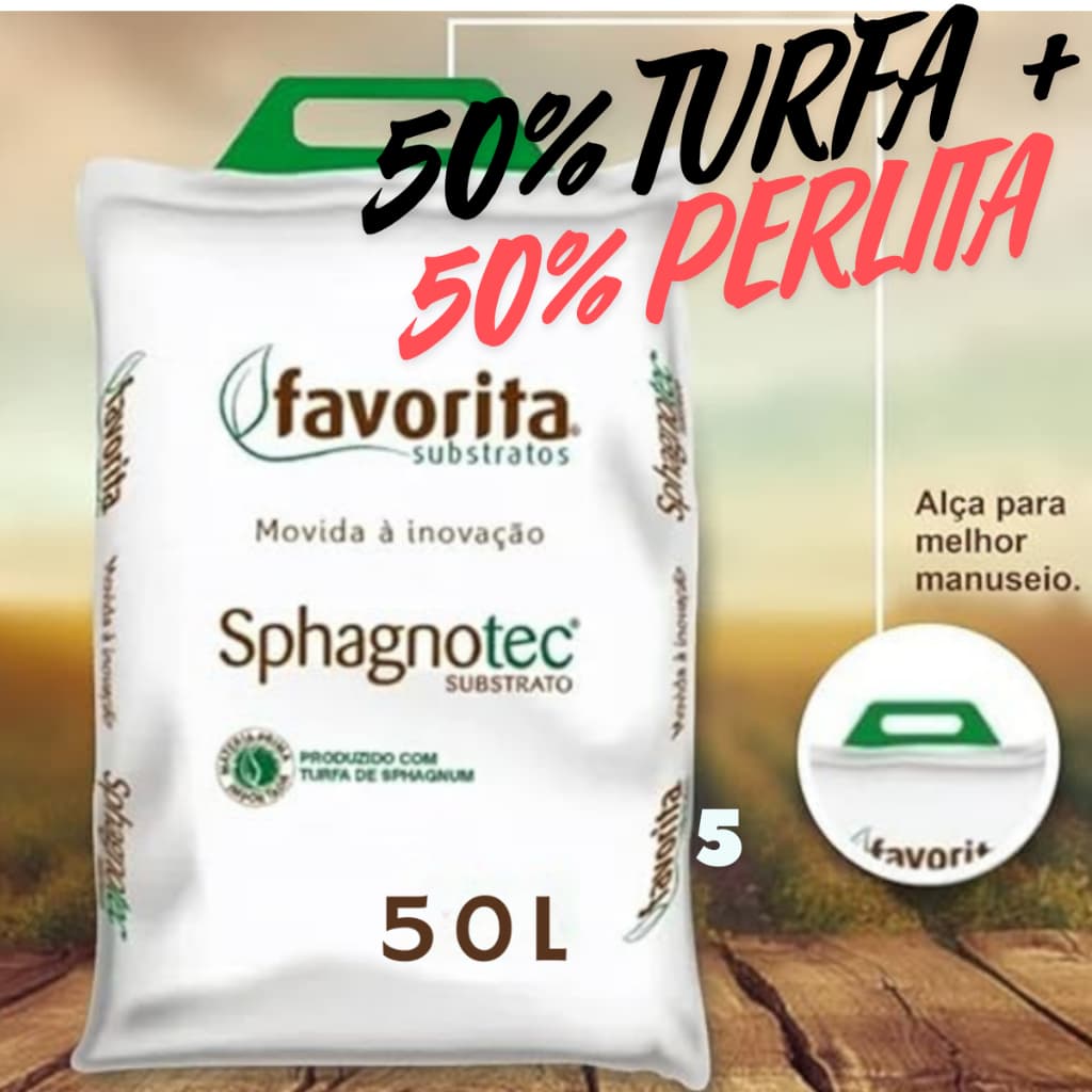 Substrato Inerte 50% Turfa de Sphagnum + 50% Perlita Original Sphagnotec Cultivo Indoor 50 Litros