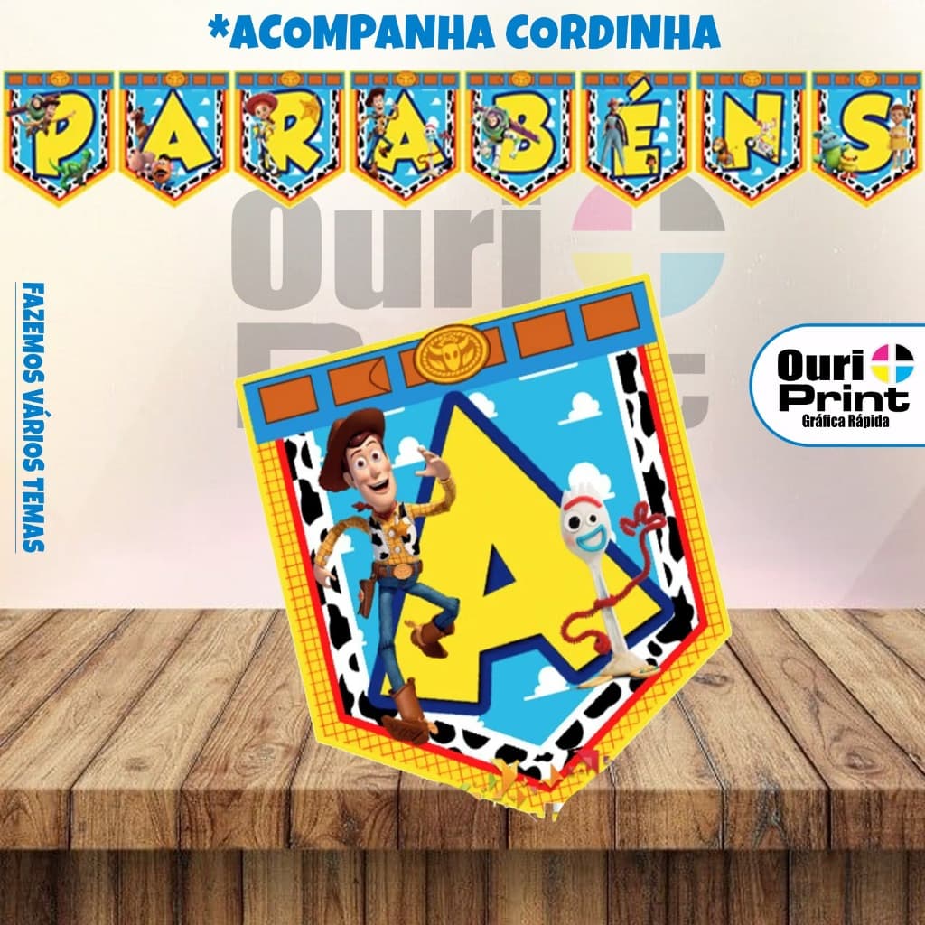 Bandeirola personalizada com nome e tema - vários temas