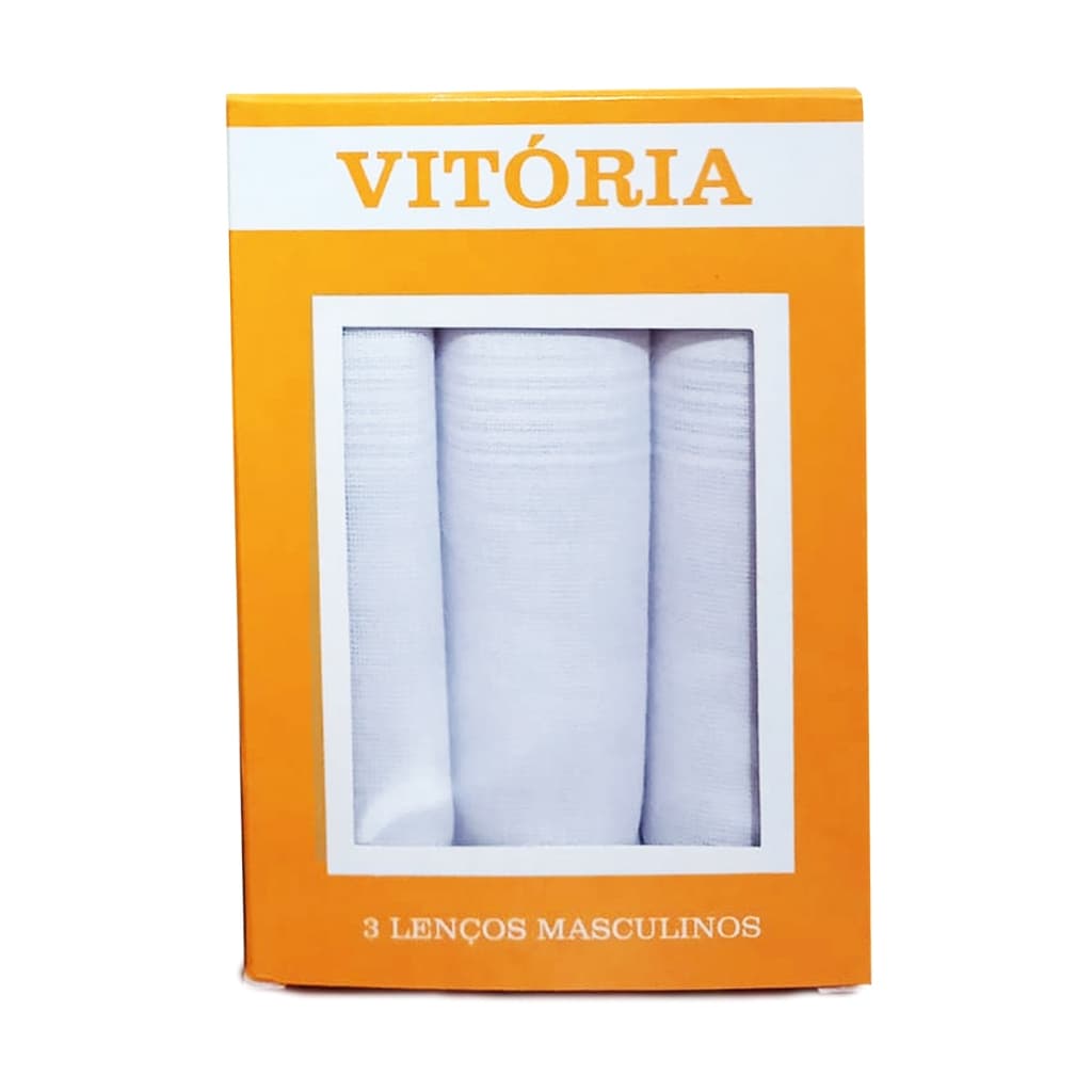Kit 3 Lenços De Bolso Masculino 100% Algodão 28x28 Caixa Vitória Branco Colorido Algodão foto real