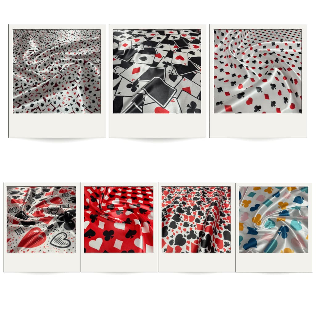 Tecido Cetim Digital Estampado Naipes de Baralho 1,40m Decorações e Festas Pomba Gira