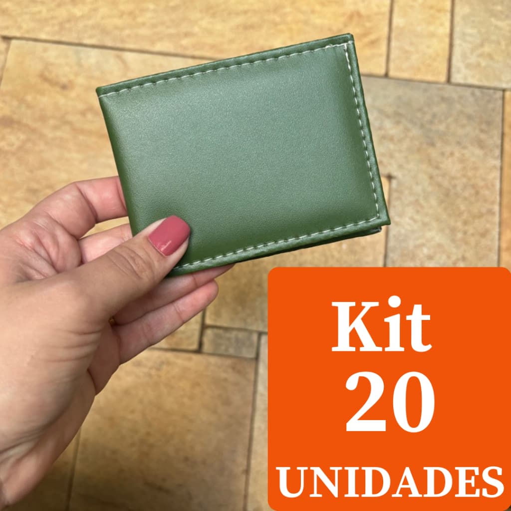 Kit De Carteira Masculina Mini Slim 20 Unidades Porta Cartão Pequena E Compacta Em Couro Sintetico
