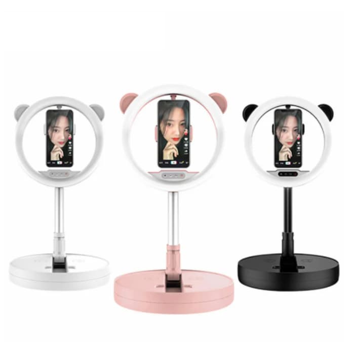 Ring Light LED dobrável para celular, fotografia vídeo maquiagem lâmpada em formato de anel com orelinha
