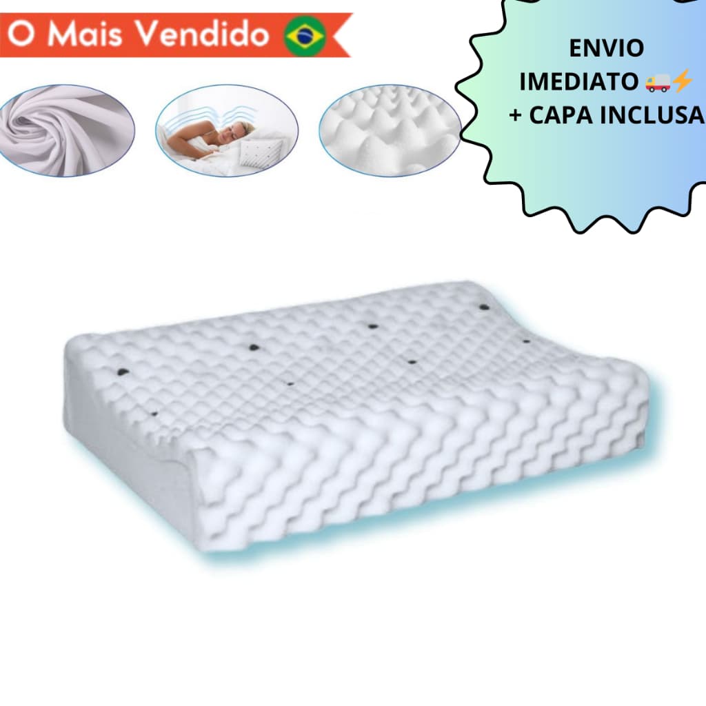 Travesseiro CERVICAL Ortopédico Magnetico com Infravermelho Terapêutico Pillow Anatômico Anti Ronco