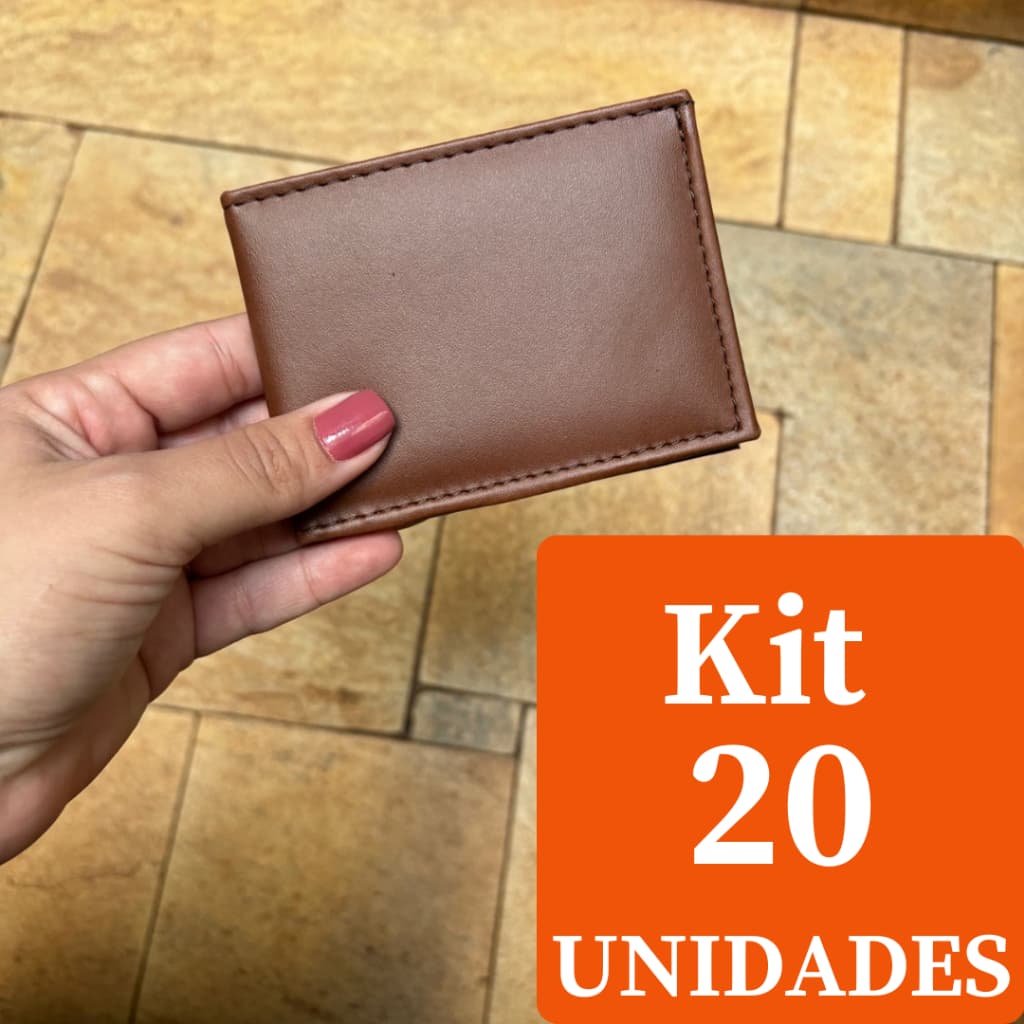 Kit De Carteira Masculina Mini Slim 20 Unidades Porta Cartão Pequena E Compacta Em Couro Sintetico