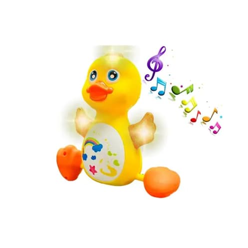 Patinho Musical Brinquedo que Anda Divertido Com Luzes Som e Cordinha Para Amarrar