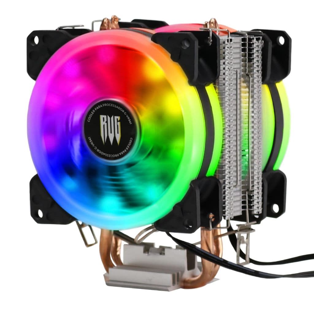 Cooler Gamer Processador Duplo Fan Led RGB 2 heatpipe Intel AMD 1155 1151 1150 1200 1700 AM5 AM4
