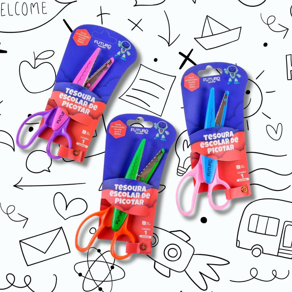 Tesoura de Picotar 16cm Zig Zag Onda Leo e Leo Futuro