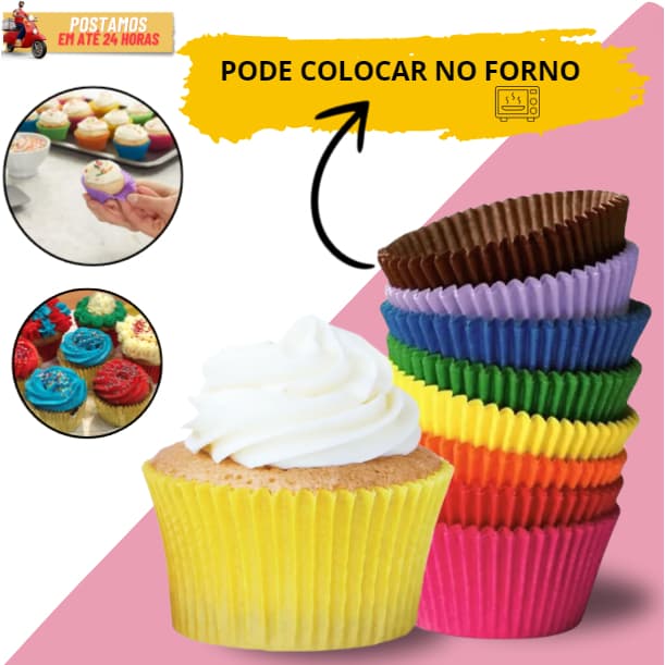 45/90 Unidades Forminha Cupcake Bolo Doce Papel Forneável Decoração Doces