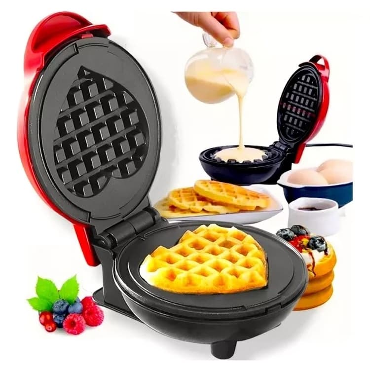 Máquina Waffle Coração Elétrica Antiaderente Grill Multiuso Portátil 110V e 220V Máquina de Waffles Em Formato Coração