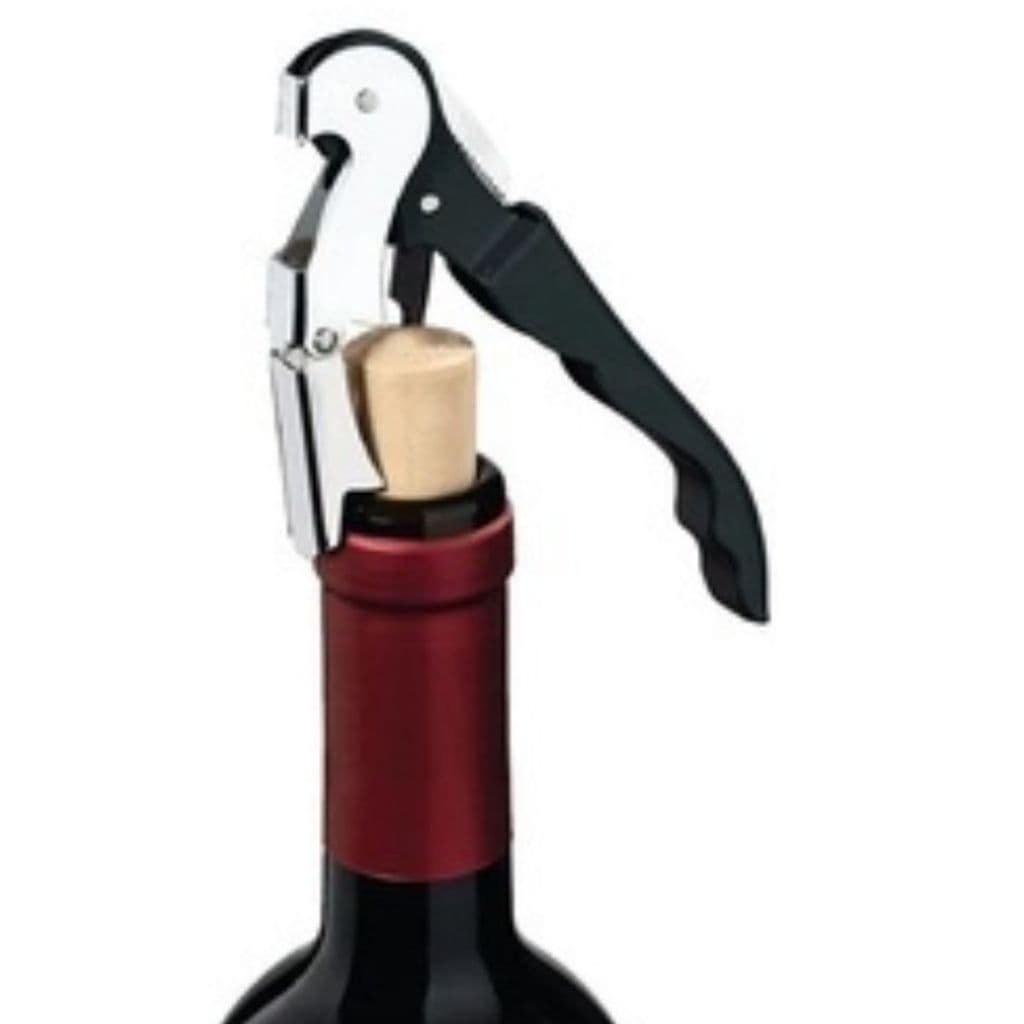 Saca Rolhas Aço Inox Para Abridor de Vinhos 2 (dois) Estágios Com Cortador de Lacre