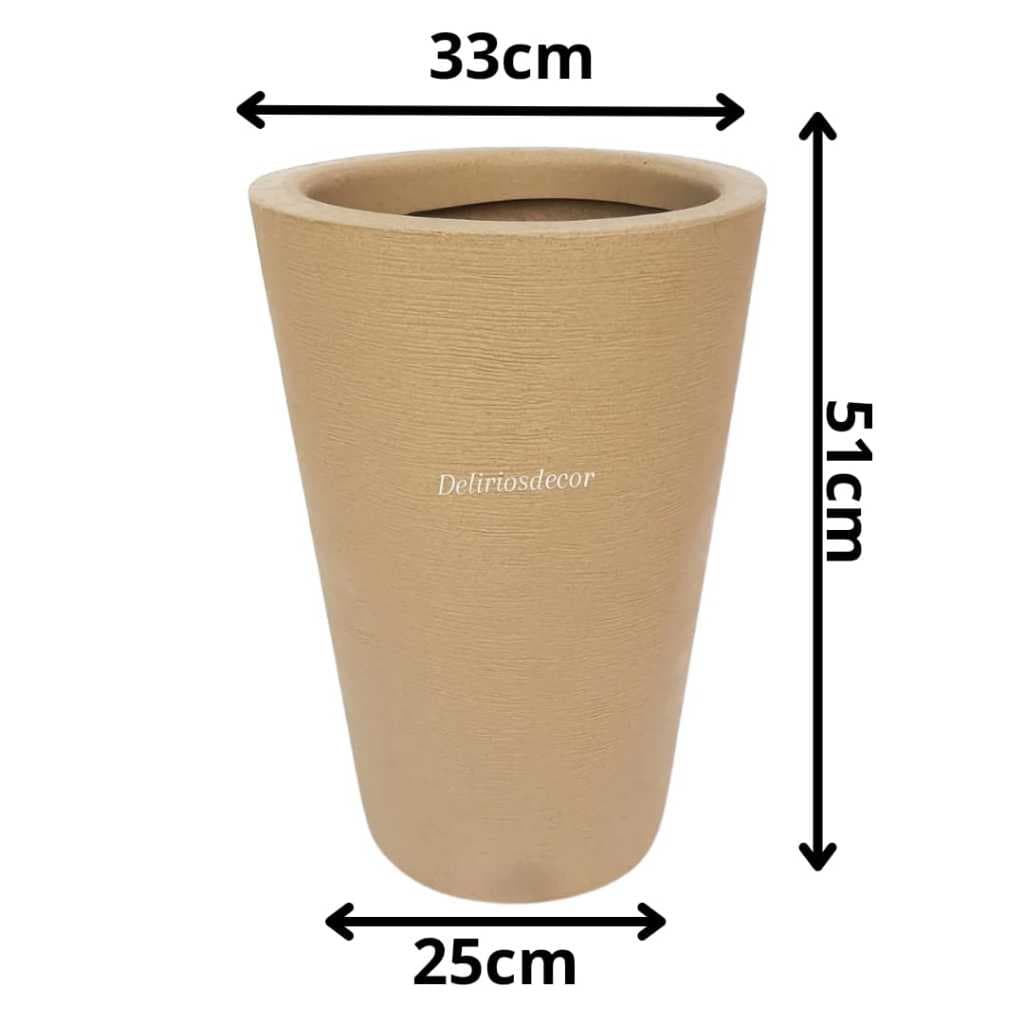 Vaso de Planta Decorativo Reciclável em Polietileno, Coluna Redonda Texturada Cone  77
