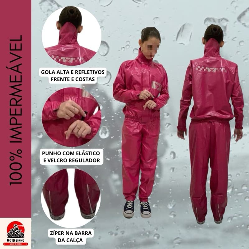 Capa de Chuva Feminina para Motociclista 100% Impermeável