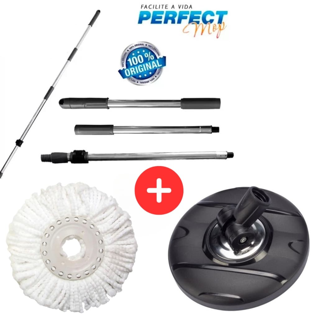 Kit Cabo Mop Perfect Pro e Move 972375 + Base Suporte 972376 + Refil Microfibra 972231