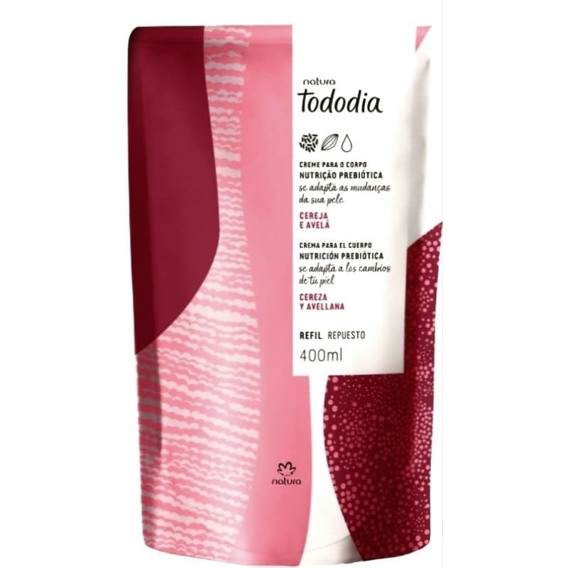 Refil de hidratante natura tododia cereja e avelã , noz pecã, jabuticaba, camomila e livanda, aldogão 400ml