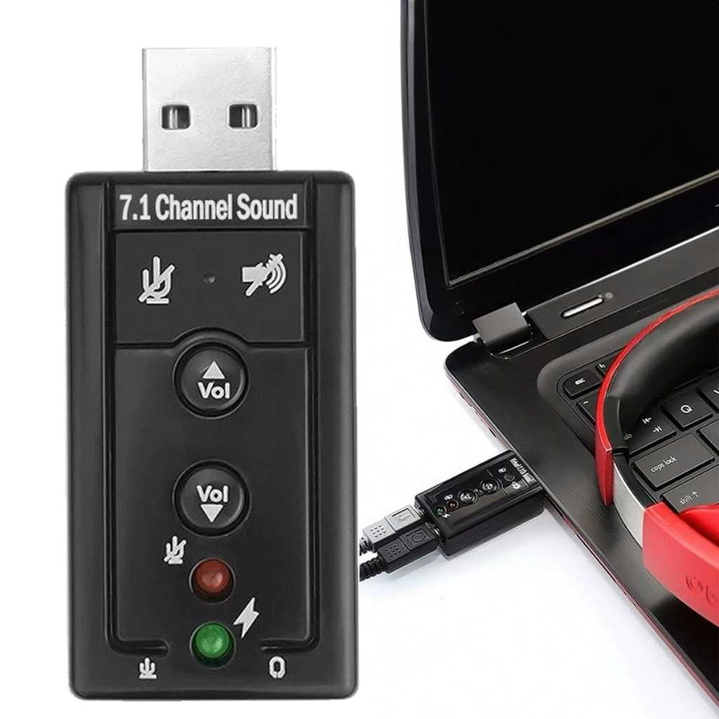 Placa De Som Profissional Áudio Externo Adaptador Usb 7.1 Pc, Notebook e Video Game P2 Exbom