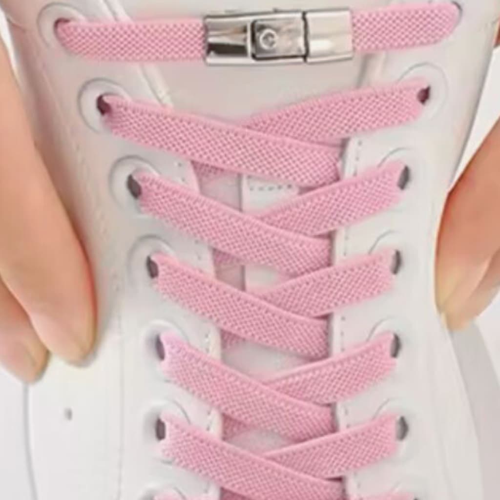 Cadarços elásticos para tênis sem amarrar Rosa Infantil e Adulto