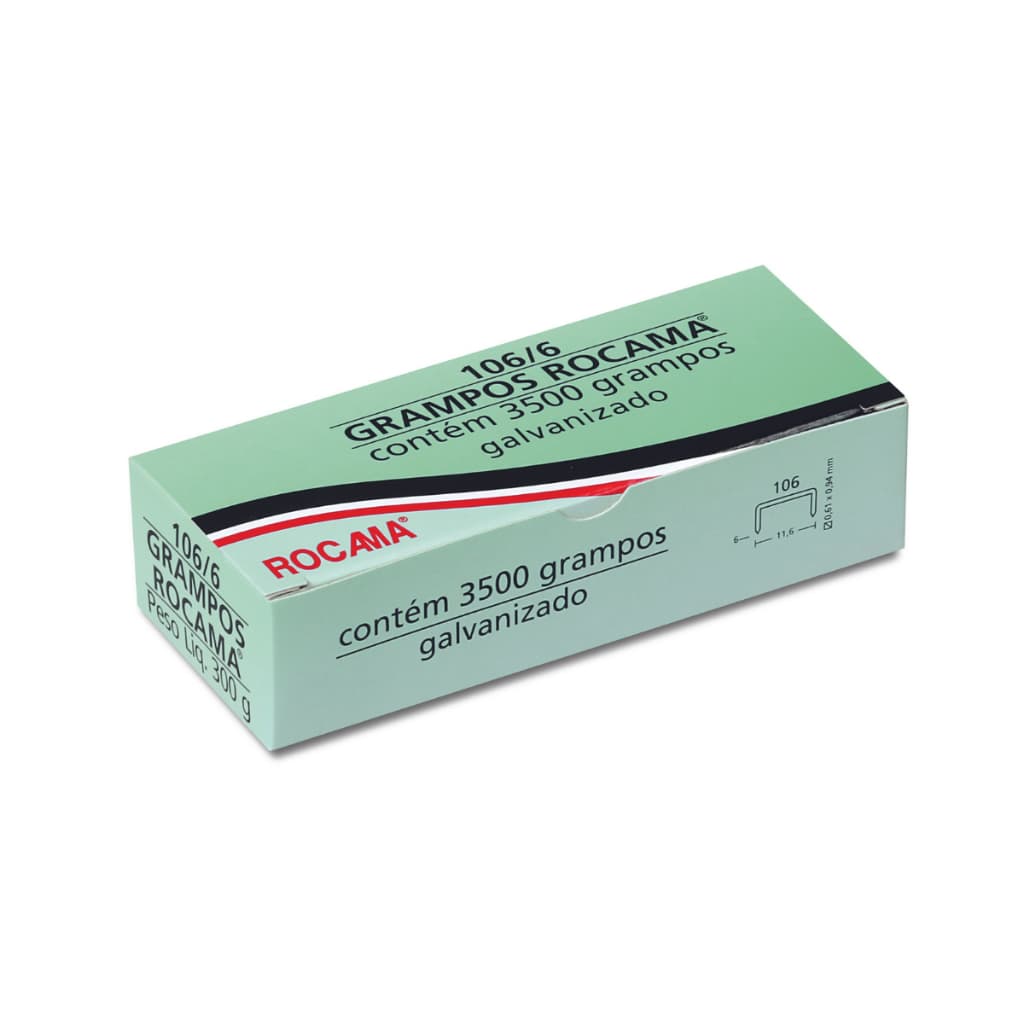 Grampo 106/6 Galvanizado Rocama (caixa c/ 3500 grampos)