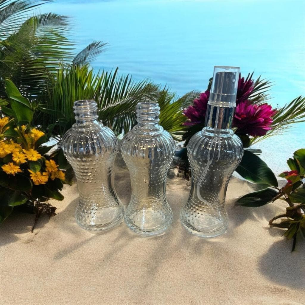 kit 3 Vidro Cinturinha 50ml/100ml com válvula spray dourada/prata/rose/plasticas coloridas.