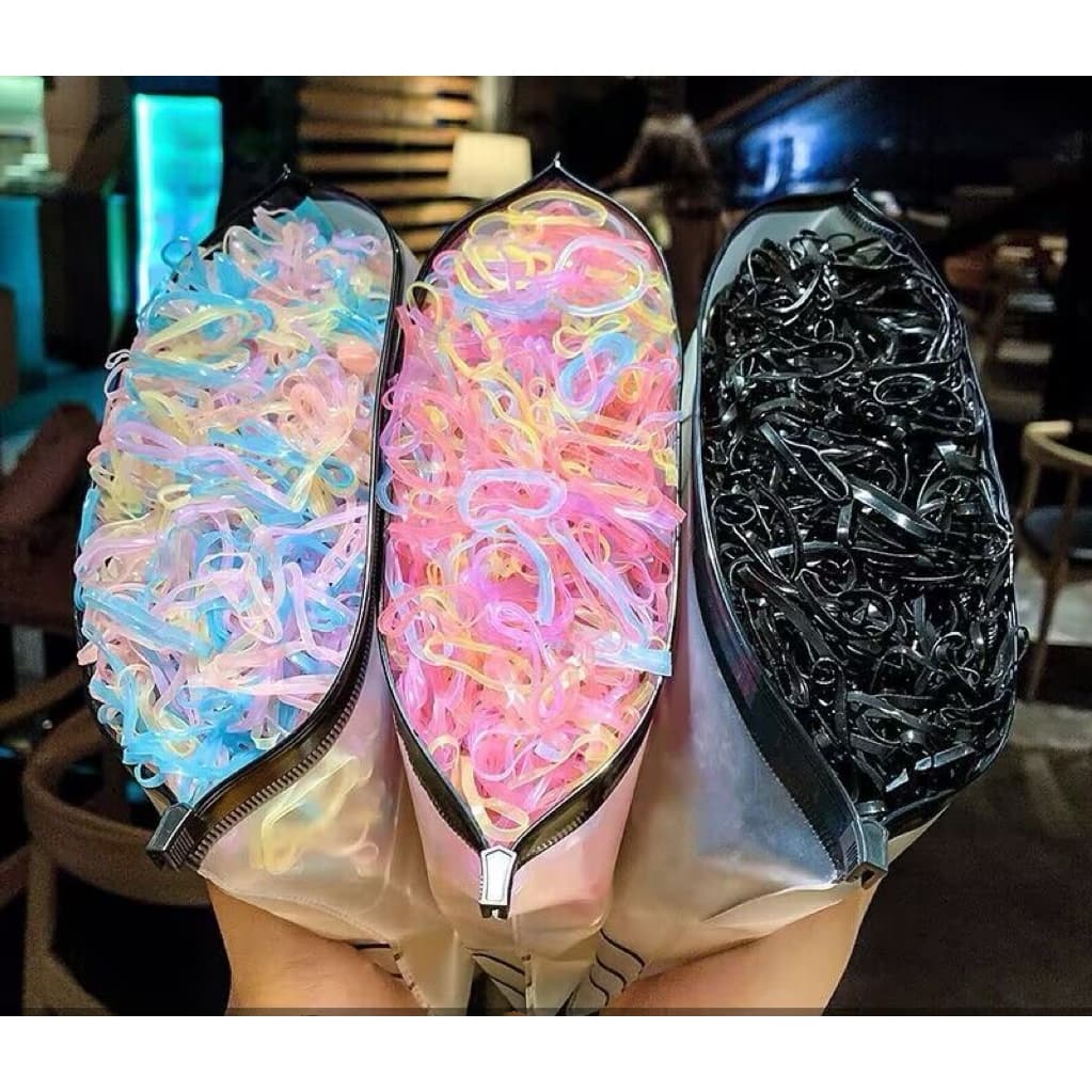 1000/2000Pcs/Pack Acessórios Para Porta Rabos De Pônei De Borracha Meninas Elásticas Descartáveis Coloridas