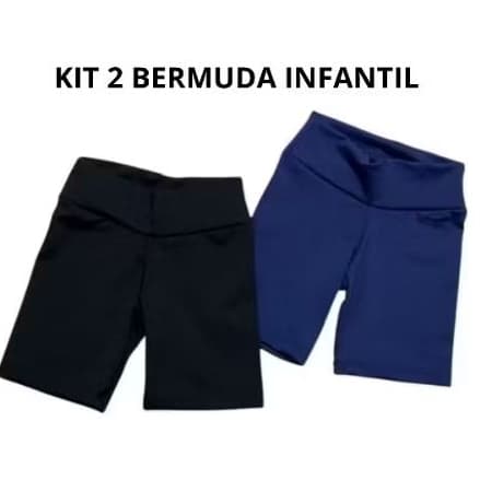 KIT 2 BERMUDAS CICLISTA UNIFORME ESCOLAR INFANTIL SUPLEX  MENINA ESCOLAR SHORTS VERÃO