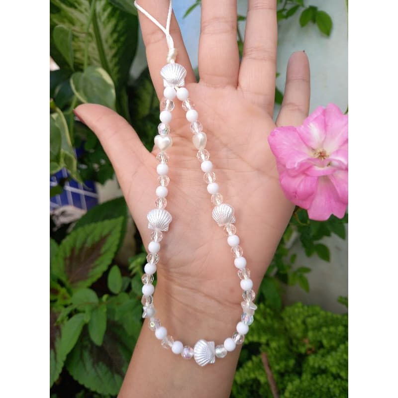 Phonestrap concha branca cordinha de celular