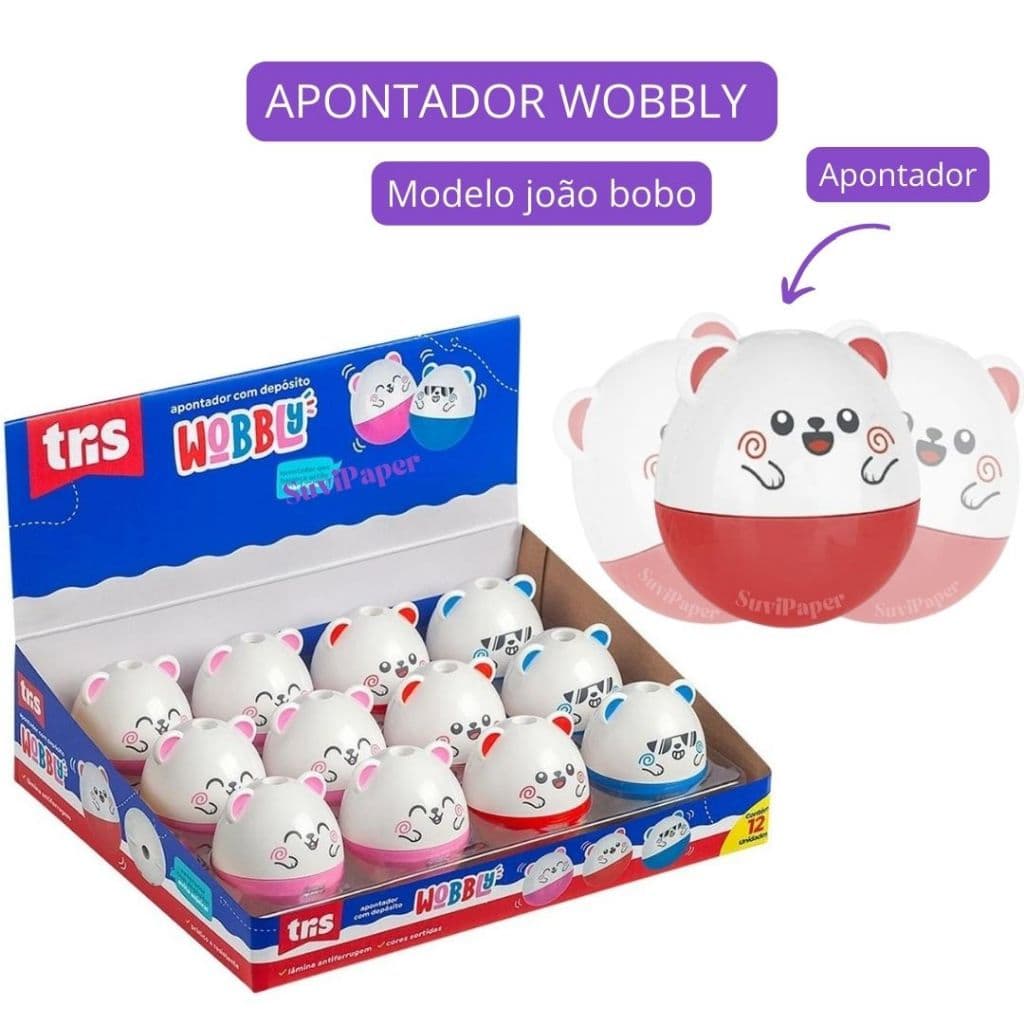 Apontador com Depósito 1 Furo Wobbly Tipo João Bobo Tris