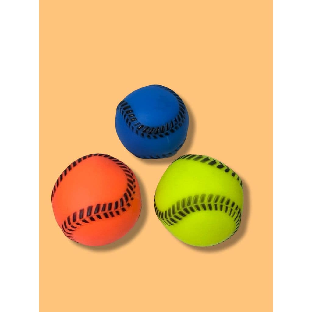 BOLA DE TÊNIS DE BORRACHA PARA PET COM APITO - MORDEDOR COLORIDO, 6 CM, LARANJA, AZUL, VERDE