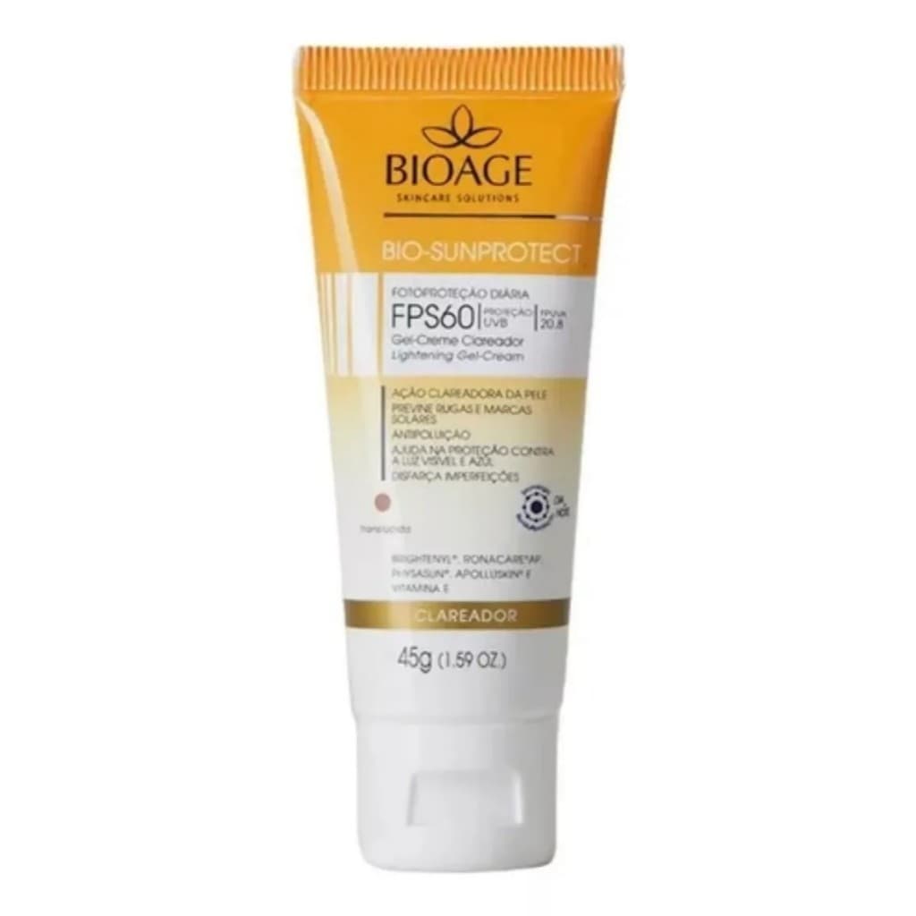 Protetor Solar Facial Clareador Translucido FPS60 Antioxidante  para todos os tipos de pele BIOAGE
